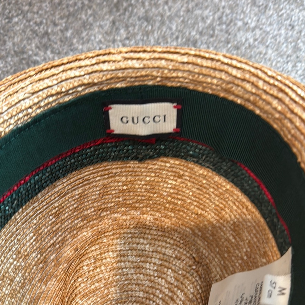 Gucci Straw Fedora with Green and Red Band - Picture 3 of 4